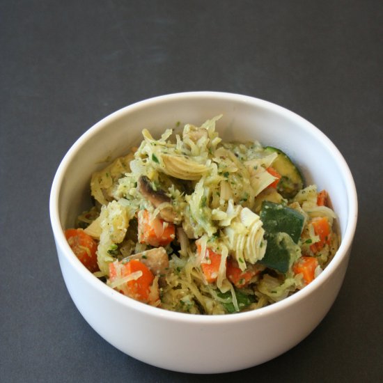 Artichoke Pesto Spaghetti Squash