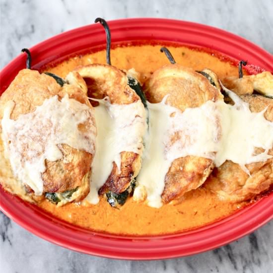 Chile rellenos with chipotle cream