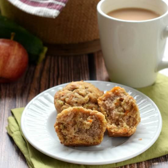 Apple Carrot Zucchini Muffins