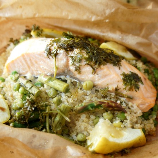 Salmon, Quinoa and Herb Parcels