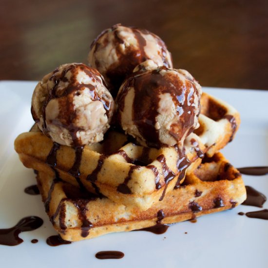 Maple Pecan Ice Cream & Waffles!