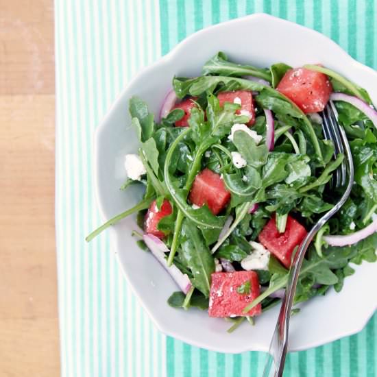 Watermelon, Feta, and Arugula Salad