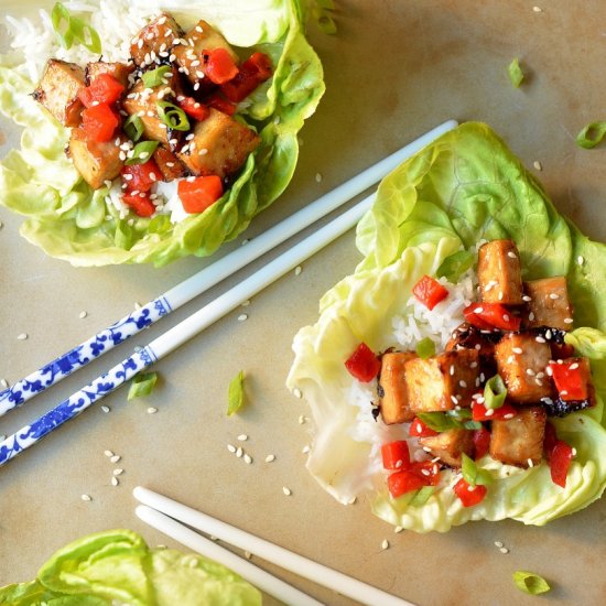 Teriyaki Tofu Lettuce Cups