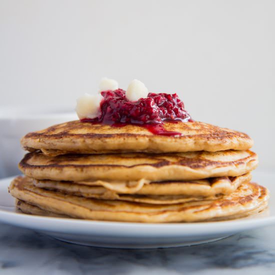 Whole Wheat Coconut Chip Pancakes