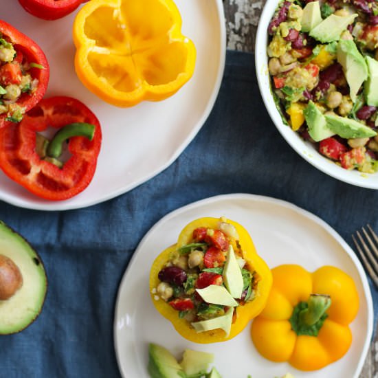 Tri-legume Salad Stuffed Peppers