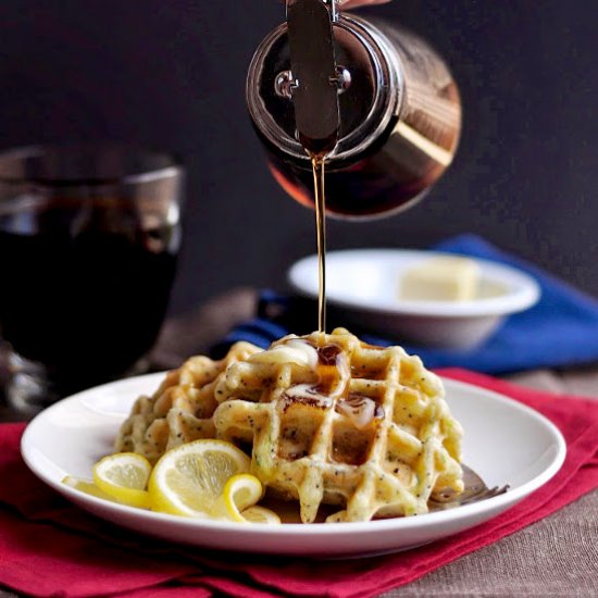 Zucchini, Lemon, Poppy Seed Waffles