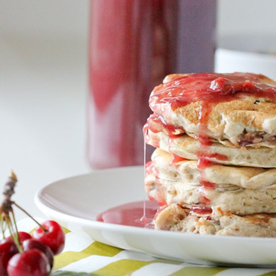 Fresh Cherry Syrup and Pancakes