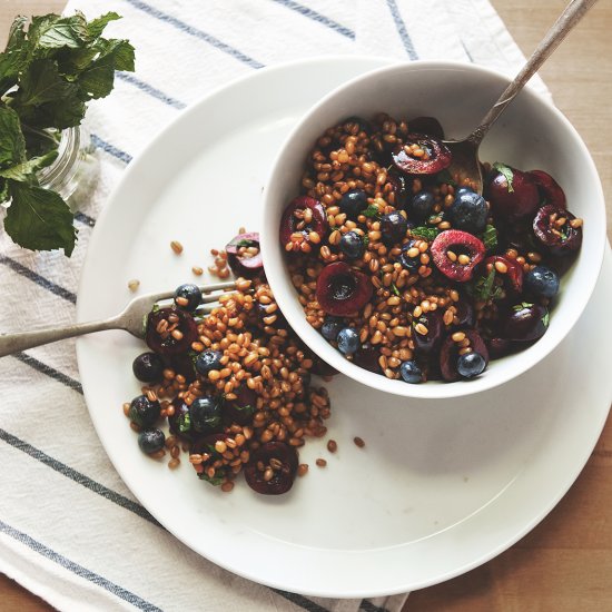 Cherry, Mint + Wheatberry Salad