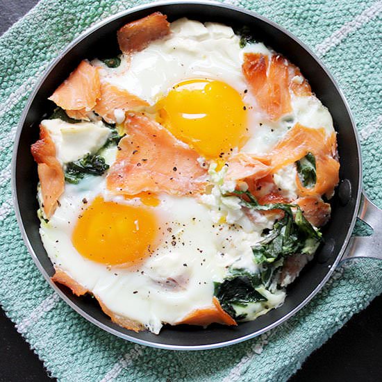 Eggs With Spinach and salmon