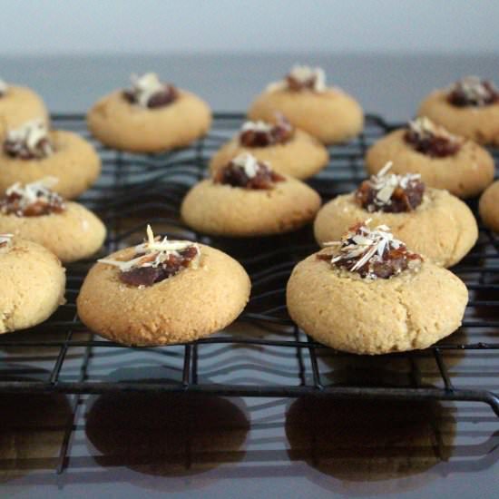 Date Almond Thumbprint Cookies