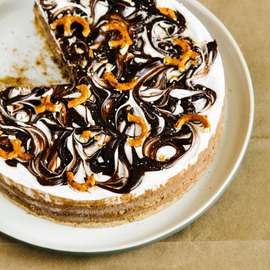 Chocolate Pretzel Ice Cream Cake