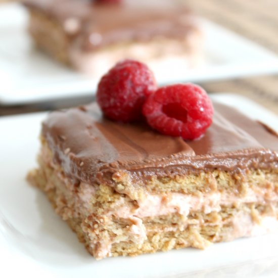 No Bake Raspberry Eclair Cake