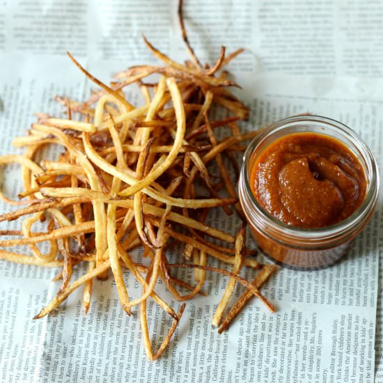 Shoestring Fries with Peach Ketchup