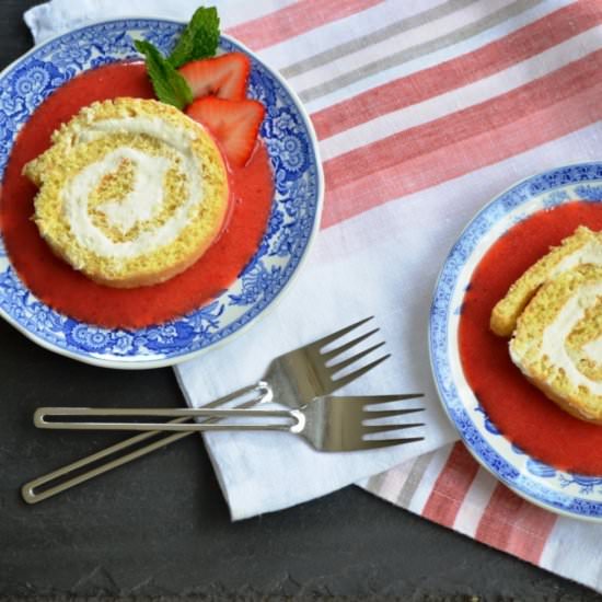 Ricotta Cake Roll with Berry Sauce