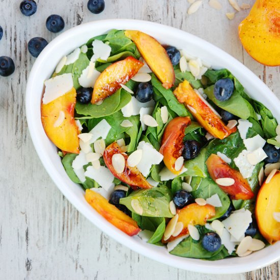 Grilled Peach Salad with Spinach