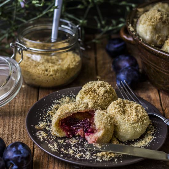 Plum Dumplings from Curd Cheese