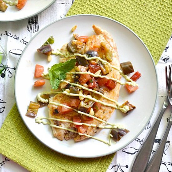 Tilapia w/Grilled Eggplant Salad