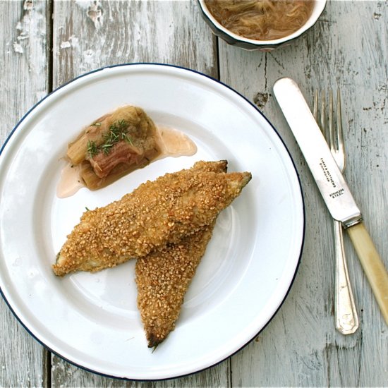 Oatmeal Mackerel with Rhubarb