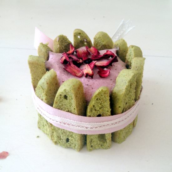 Cherry Matcha and Mint Charlotte