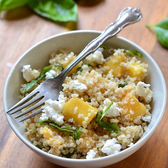 Peach, Basil & Goat Cheese Quinoa