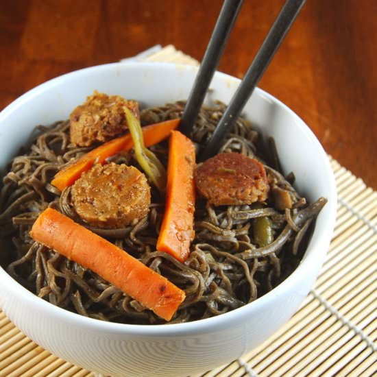 Black Bean Noodles in Orange Sauce