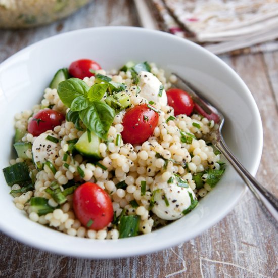 Israeli Couscous Caprese Salad