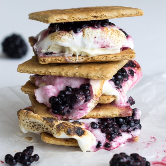 Blackberry white chocolate smores