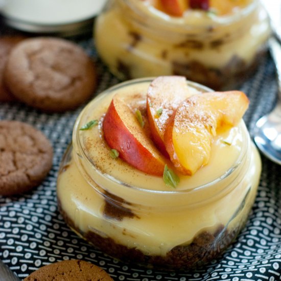 Peach cheesecake in a jar