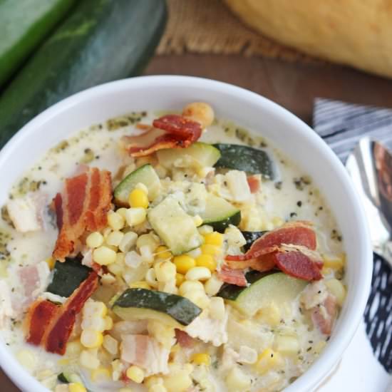 Creamy Zucchini Bacon Corn Soup