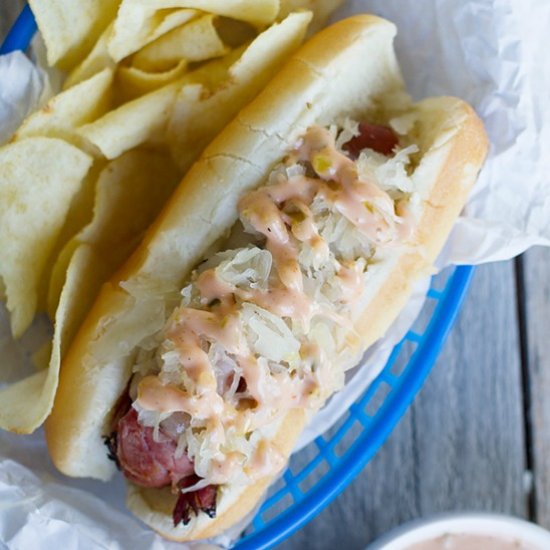 Pastrami Wrapped Hot Dog