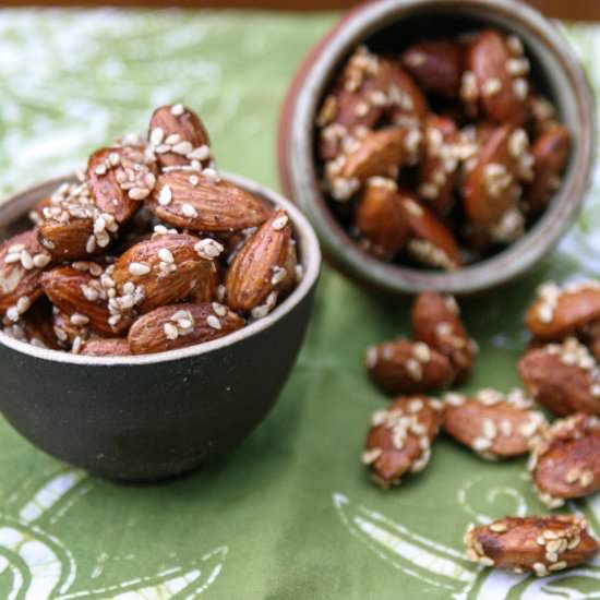 Roasted Spiced Maple Almonds