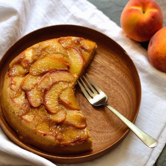 (Vegan) Peach Upside Down Cake