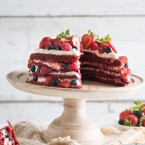 Rustic Berry Layer Red Velvet Cake