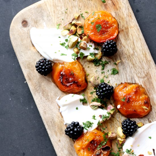 Baked Apricots with Fresh Brambles