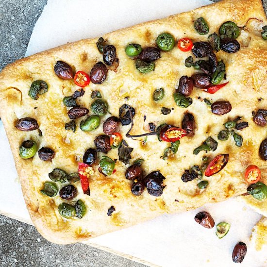 Wholemeal Focaccia with Olives