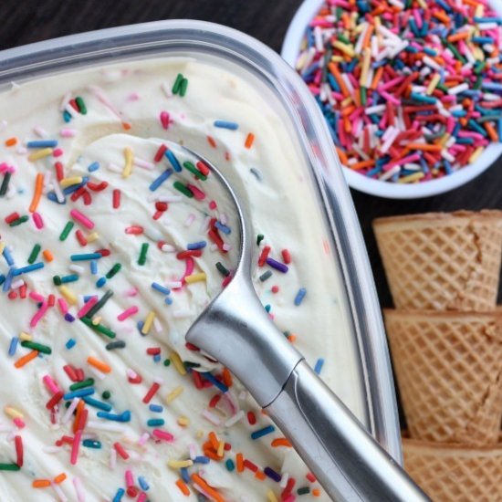 NO CHURN Cake Batter Ice Cream