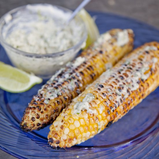 Grilled Corn with a Cilantro Butter