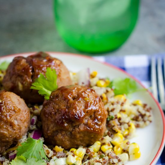 BBQ Turkey Meatballs & Corn Quinoa