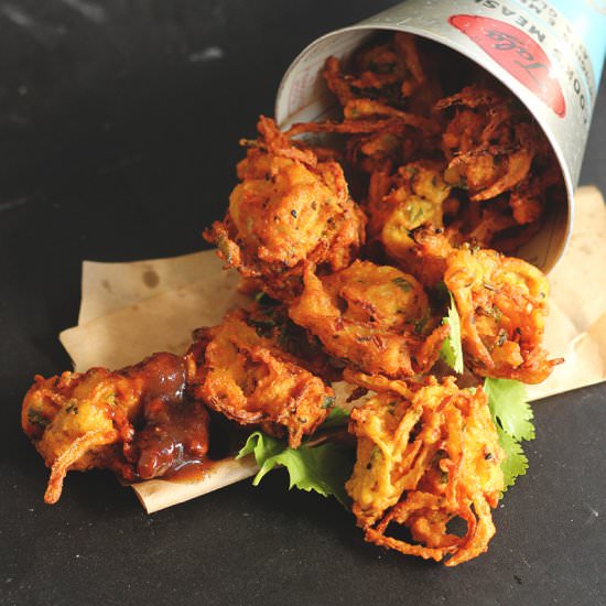 Onion Pakoras with Tamarind Chutney