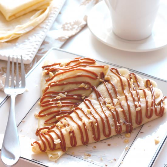 Banana Nut Crepes w/ Dulce de Leche