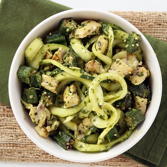 Chicken and Okra Zucchini Pasta