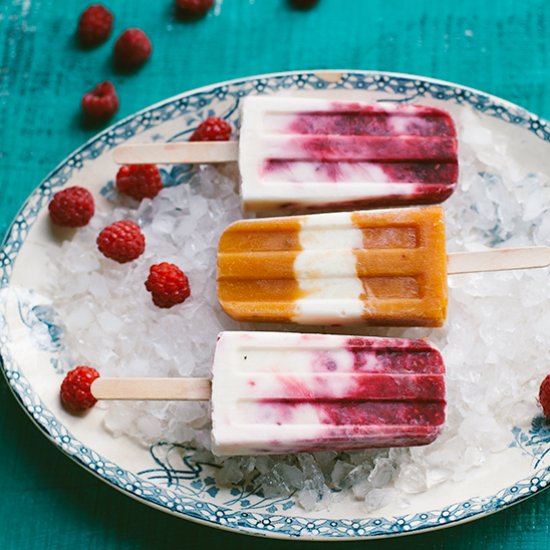 Diet raspberry and peach popsicles