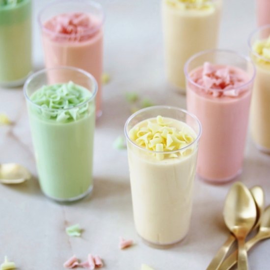 Pastel White Chocolate Mousse Pots