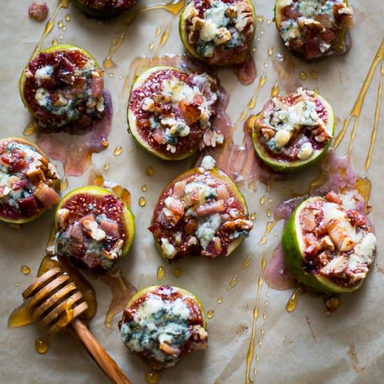 Baked figs w/ Bacon, Cheese & Pecans