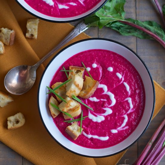 Beet Soup, Horseradish Croutons