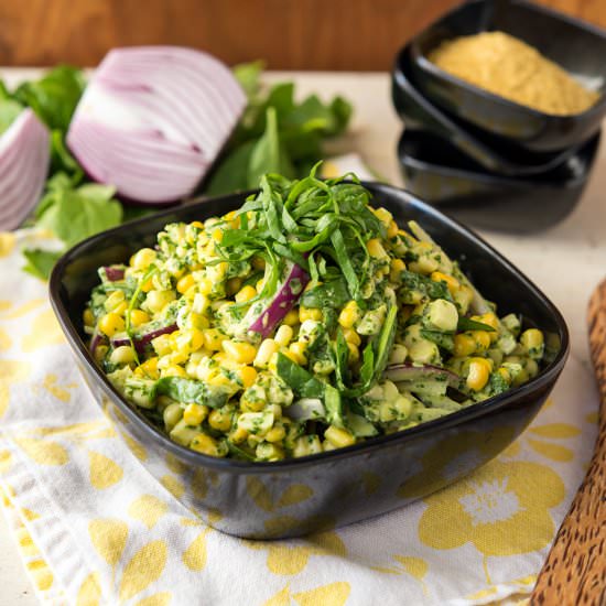 Corn Salad with Basil Pesto Aioli