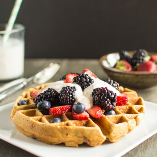 Ginger Oat Waffles + Yogurt Cream