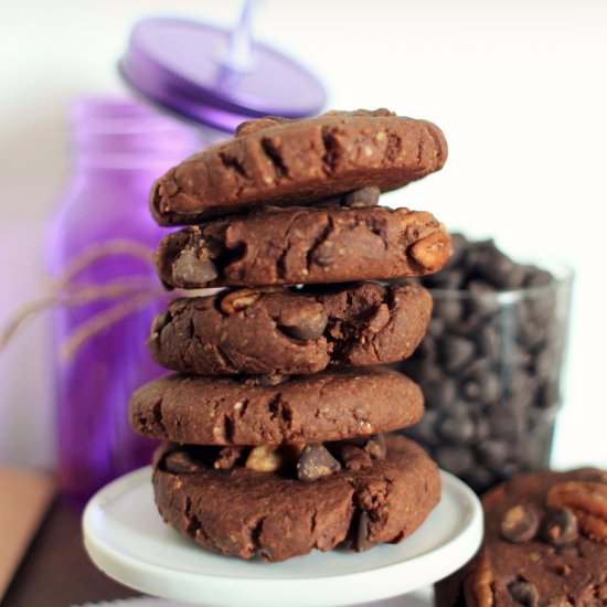 Chocolate Turtle Protein Cookies