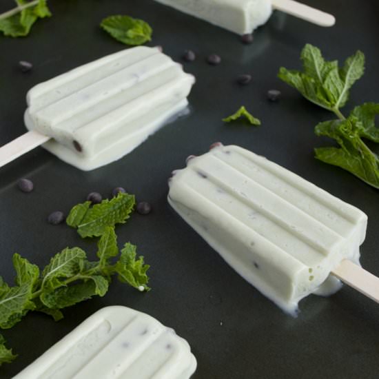 Mint Chocolate Chip Popsicles