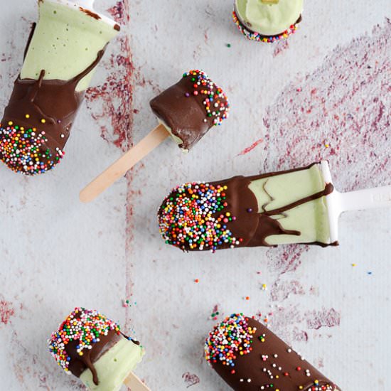 Coconut Avocado Magic Shell Pops